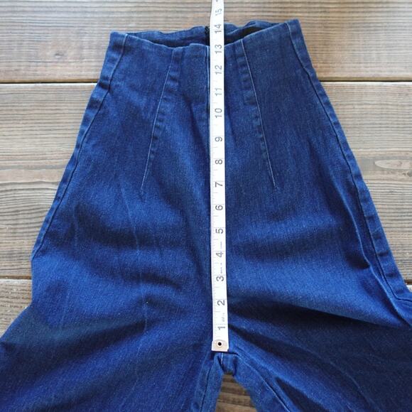 Collectif London Jeans 2 XXS Dark Blue High Waisted Wide Leg Retro Vintage Pinup - Picture 7 of 11